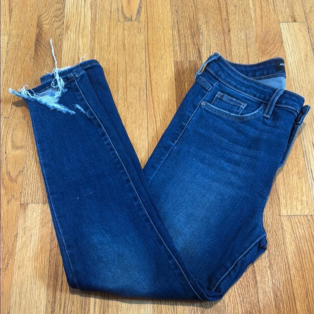 Just Black Denim Stylish Blue Distressed Women High Waisted Skinny Jeans Size 28